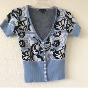 Bebe short sleeve patterned cardigan